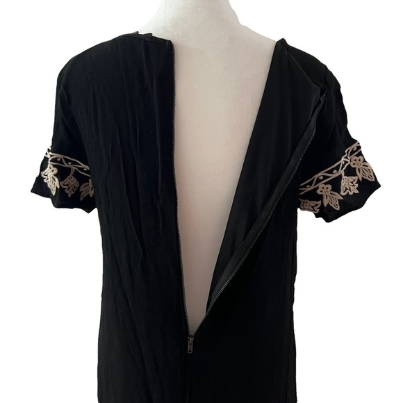 LULU’S Tale to Tell Black & Beige Embroidered Shift Dress - Picture 7 of 8